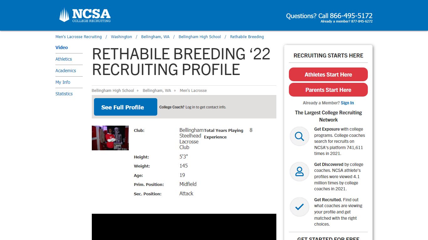 Rethabile Breeding's Men's Lacrosse Recruiting Profile